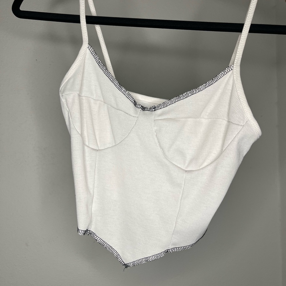 SHEIN White Crop Top with Black Trim